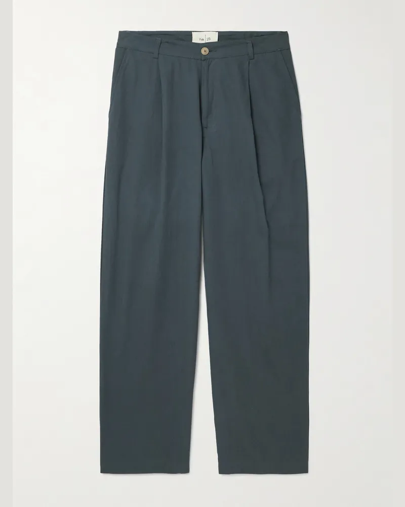 Folk Anniversary weit geschnittene Hose aus Baumwoll-Twill mit Falten Grau
