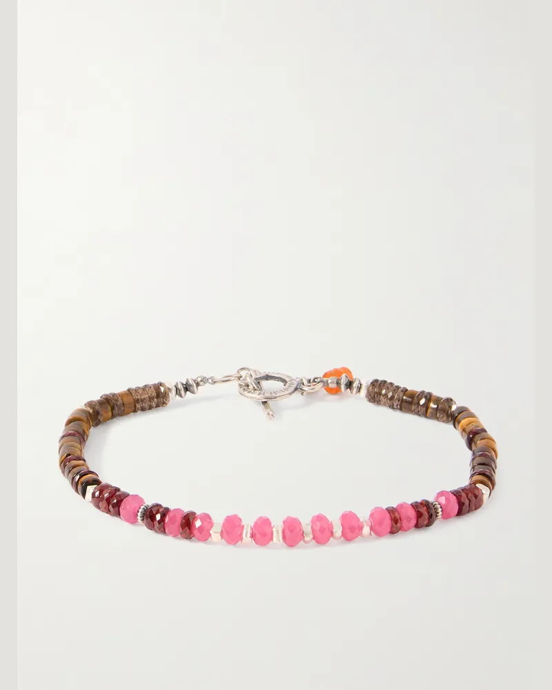 Peyote Bird Vero Armband mit Zierperlen aus mehreren Steinen und Details aus Sterlingsilber Pink