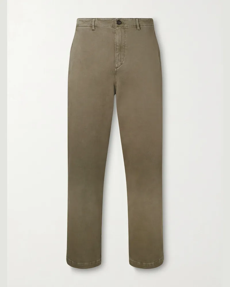Frame Denim Straight-Leg Cotton-Blend Twill Chinos Green