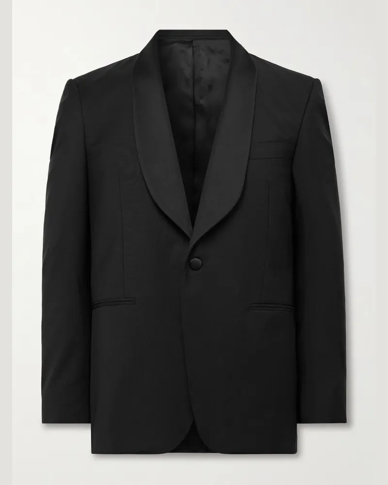 Canali Smokingjacke aus einer Woll-Mohairmischung mit Satinbesatz Schwarz