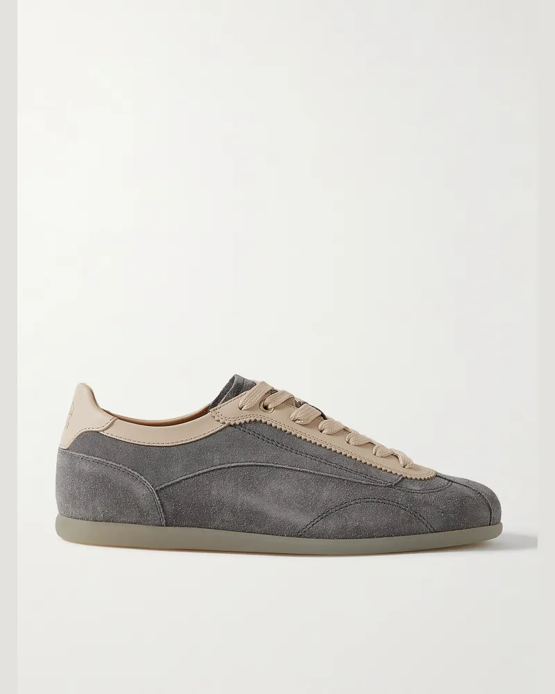 Brunello Cucinelli Sneakers aus Veloursleder mit Lederbesatz Grau