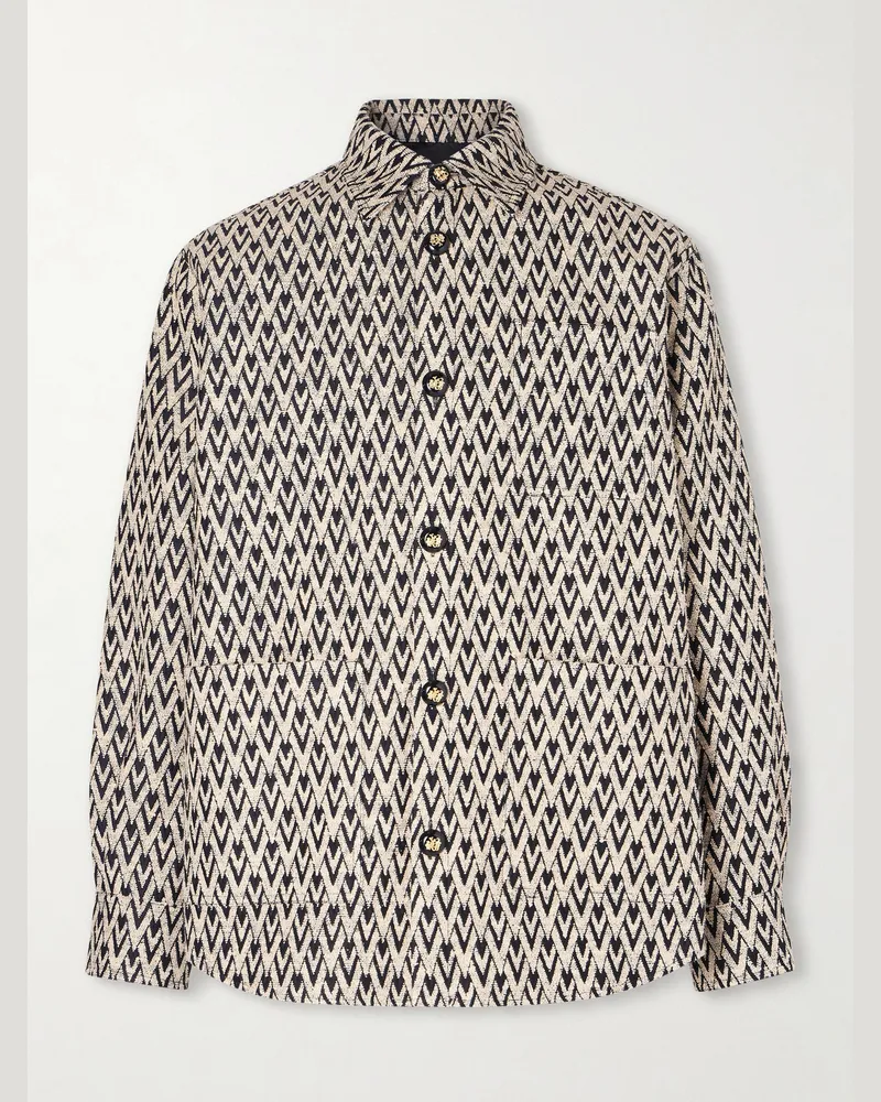 Valentino Garavani Toute La V Cotton-Blend Jacquard Jacket Neutrals