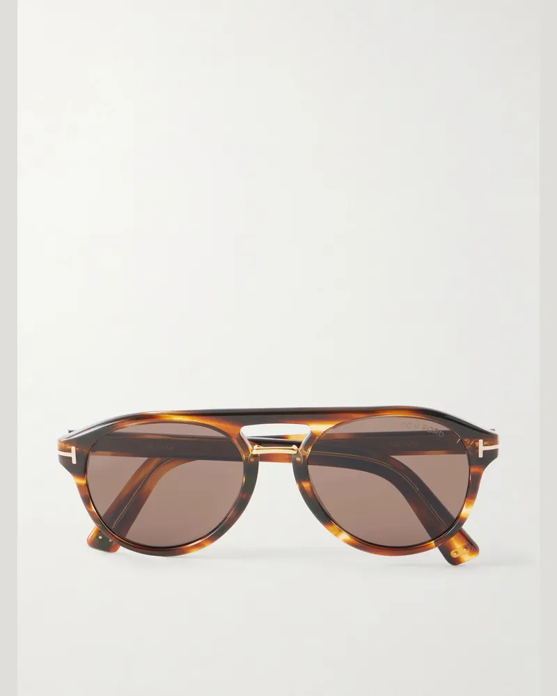Tom Ford Icon Double-Bridge Aviator-Style Acetate Sunglasses Brown