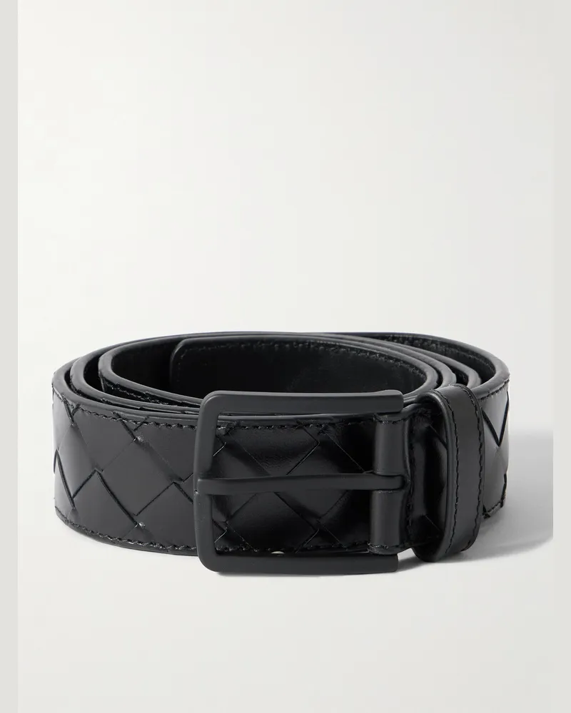 Bottega Veneta Gürtel aus Intrecciato-Leder, 3,5 cm Schwarz