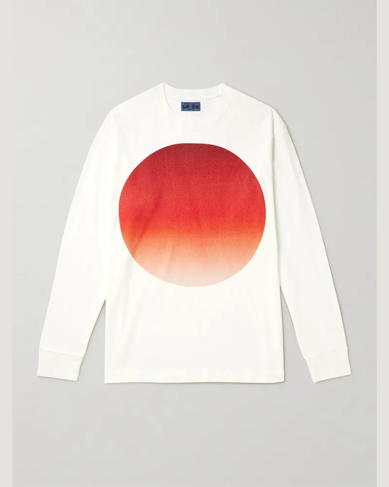 Blue Blue Japan Oberteil aus Baumwoll-Jersey mit Print Weiß