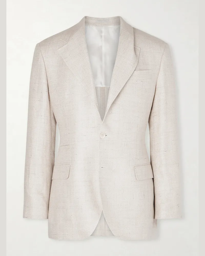 Brunello Cucinelli Silk, Linen and Wool-Blend Blazer Neutrals