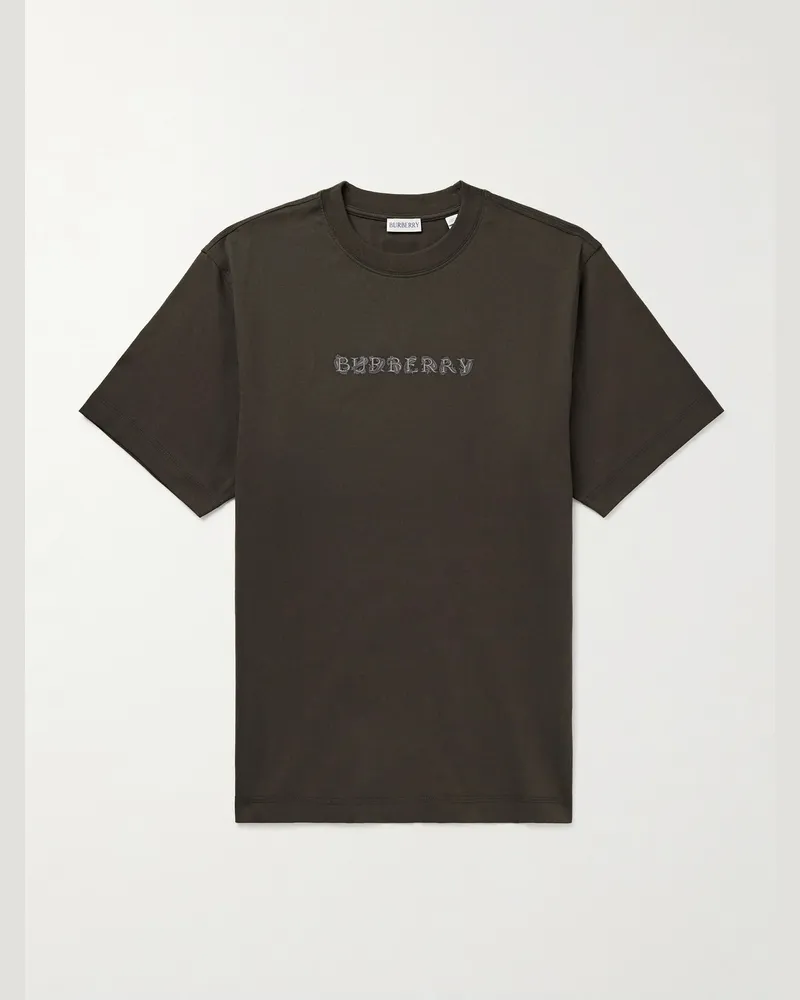 Burberry T-Shirt aus Baumwoll-Jersey mit Logoapplikation Braun