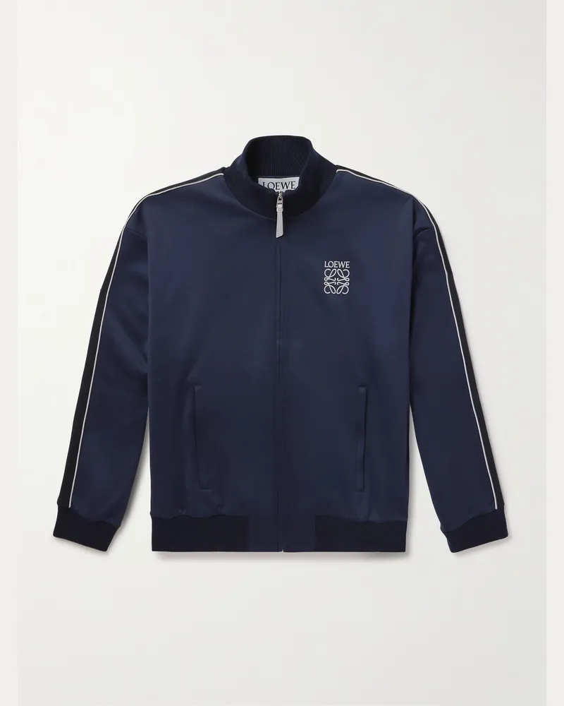 Loewe Trainingsjacke aus technischem Jersey mit Twill-Besatz und Logostickerei Blau