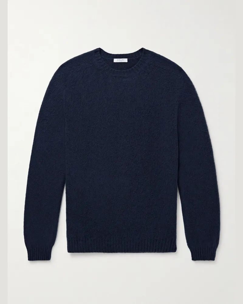 Boglioli Schmal geschnittener Pullover aus einer Woll-Kaschmirmischung Blau