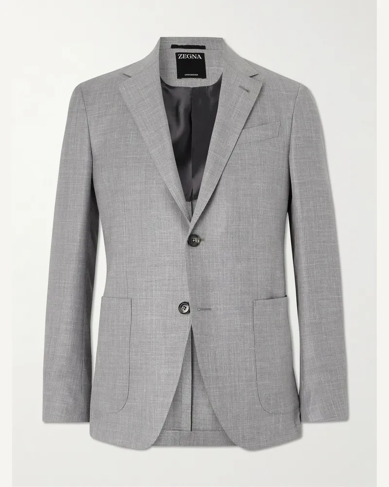 Ermenegildo Zegna Riviera Slim-Fit Wool, Silk and Linen-Blend Suit Jacket Gray