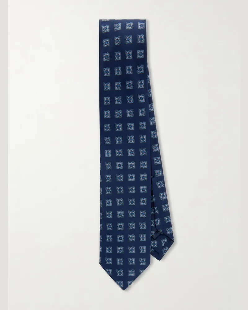Drake's HIM 8cm Printed Silk Tie Blue