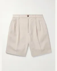 Dunhill Gerade geschnittene Bermudashorts aus Leinen mit Falten Neutral