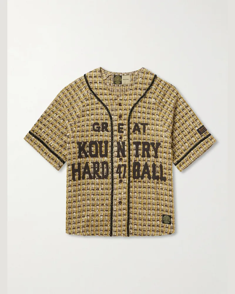 KAPITAL Great Kountry Hemd aus Tweed mit Applikationen Gelb