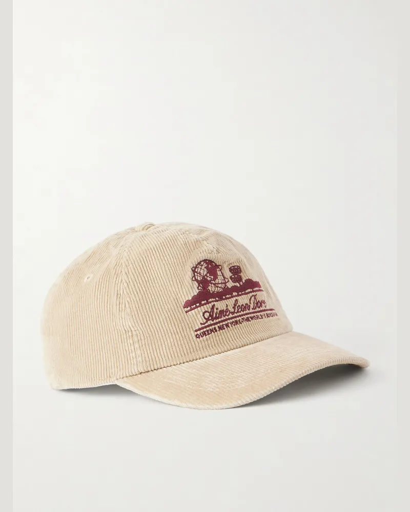Aimé Leon Dore Unisphere Embroidered Cotton-Blend Corduroy Baseball Cap Neutrals