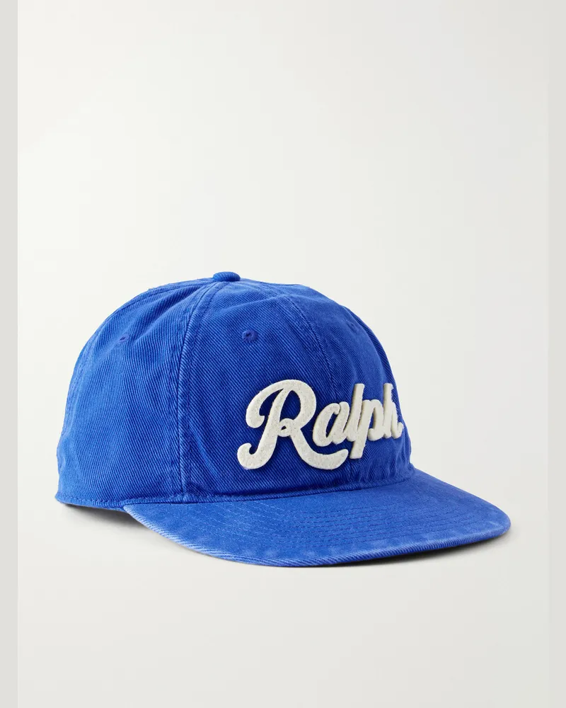 Ralph Lauren Logo-Embroidered Cotton-Twill Baseball Cap Blue