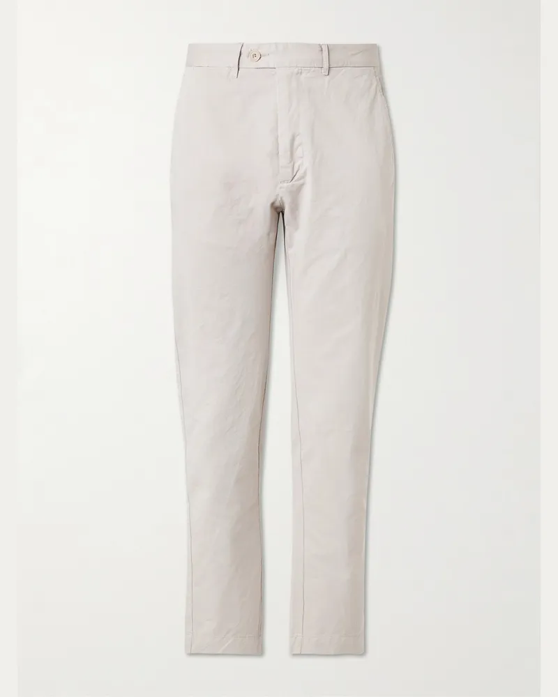 Hartford Taylor Straight-Leg Cotton-Gabardine Trousers Neutrals