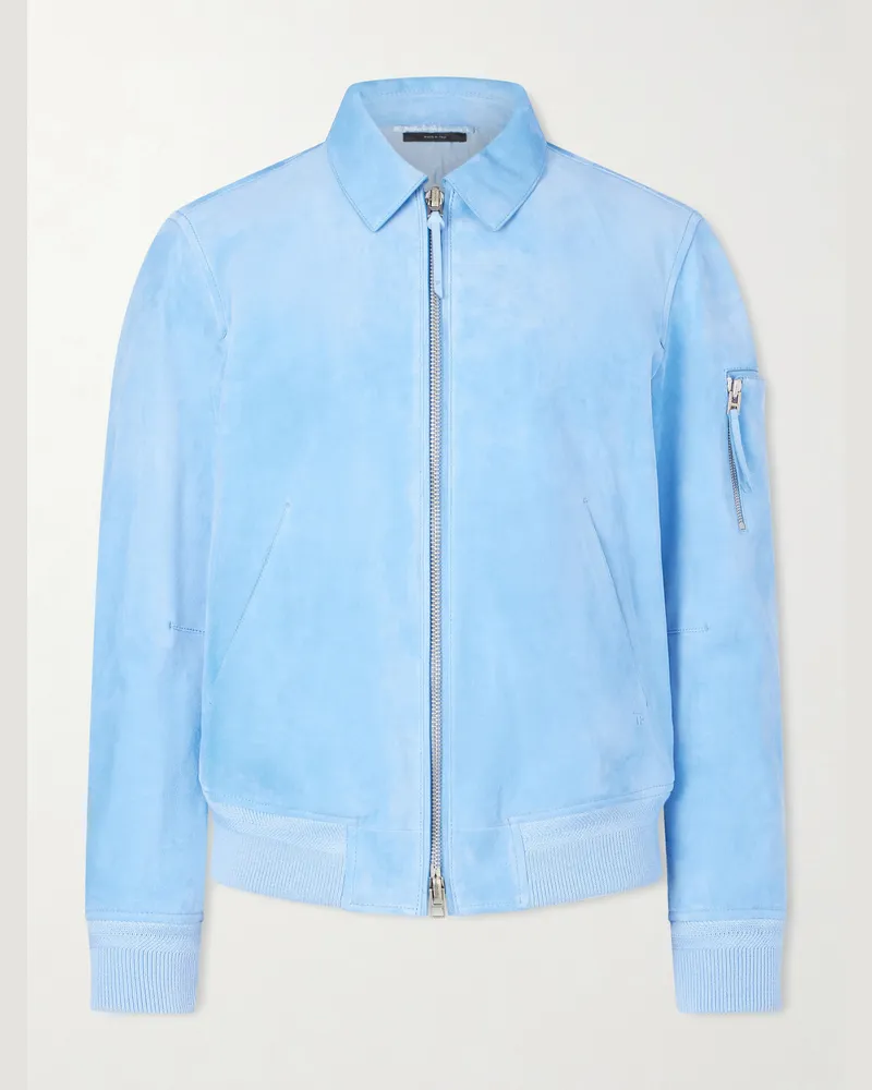 Tom Ford Bomberjacke aus Veloursleder Blau