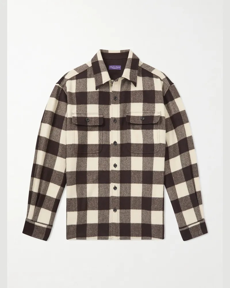 Ralph Lauren Gable kariertes Hemd aus Wolle Braun