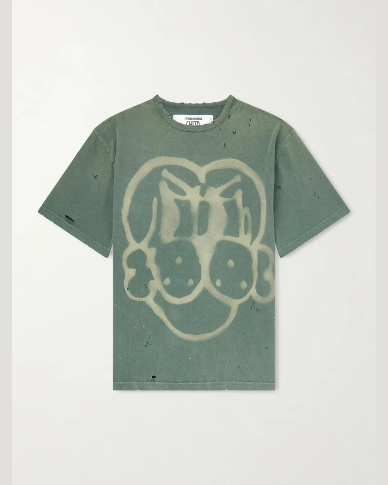 Neighborhood Chito Savage Cotton-Jersey T-Shirt Green