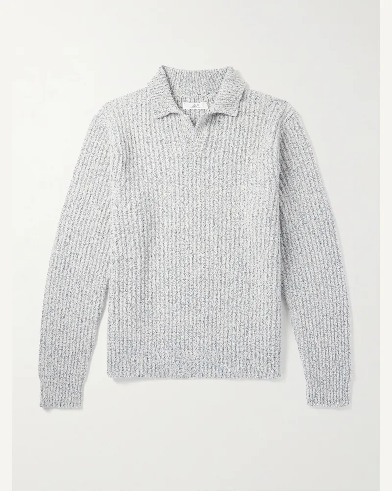 MR P. Pullover aus Mischung aus Wolle, Seide und Kaschmir in Rippstrick mit Polokragen Grau