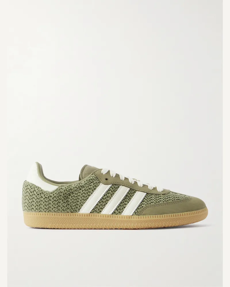 adidas Samba OG Sneakers aus Stretch-Strick mit Besatz aus Nubukleder und Leder Grün
