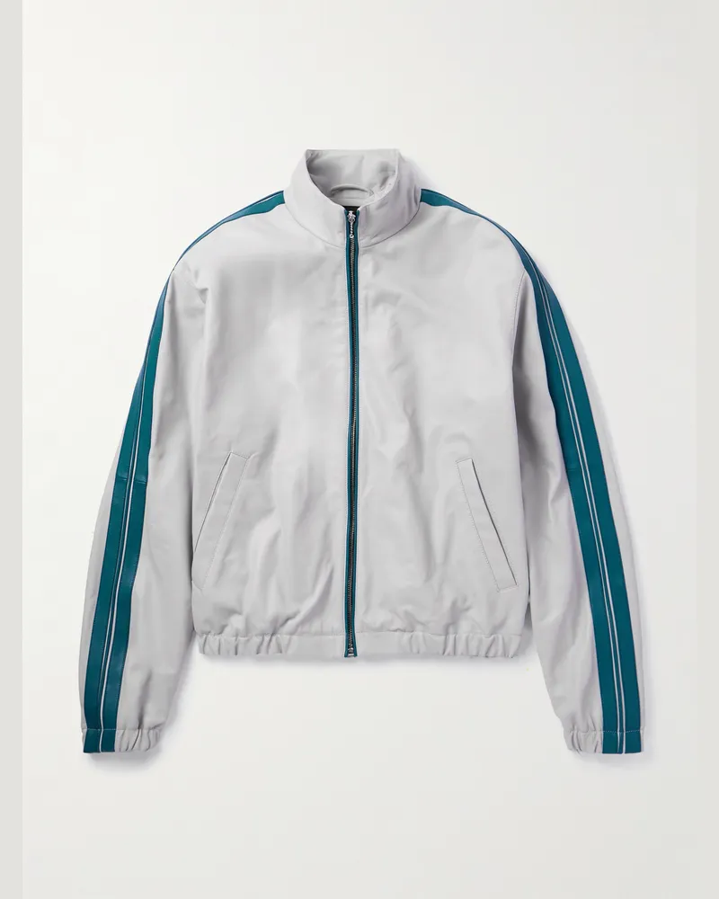 Marni Trainingsjacke aus Leder mit Streifen Grau