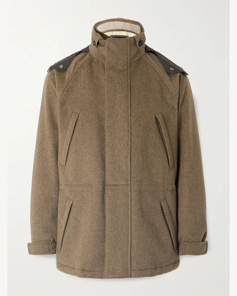 Loro Piana Icer Feldjacke aus wattiertem Storm-System®-Kaschmir mit Kapuze Braun