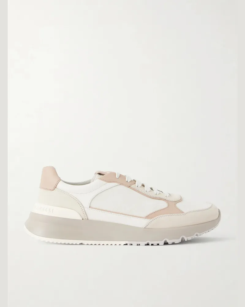Brunello Cucinelli Leather and Suede Sneakers Neutrals