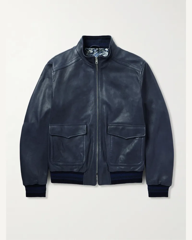 Etro Bomberjacke aus Leder Blau