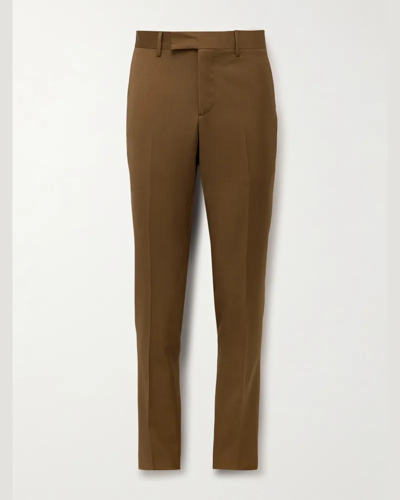 LARDINI Schmal geschnittene Hose aus Schurwoll-Twill Braun