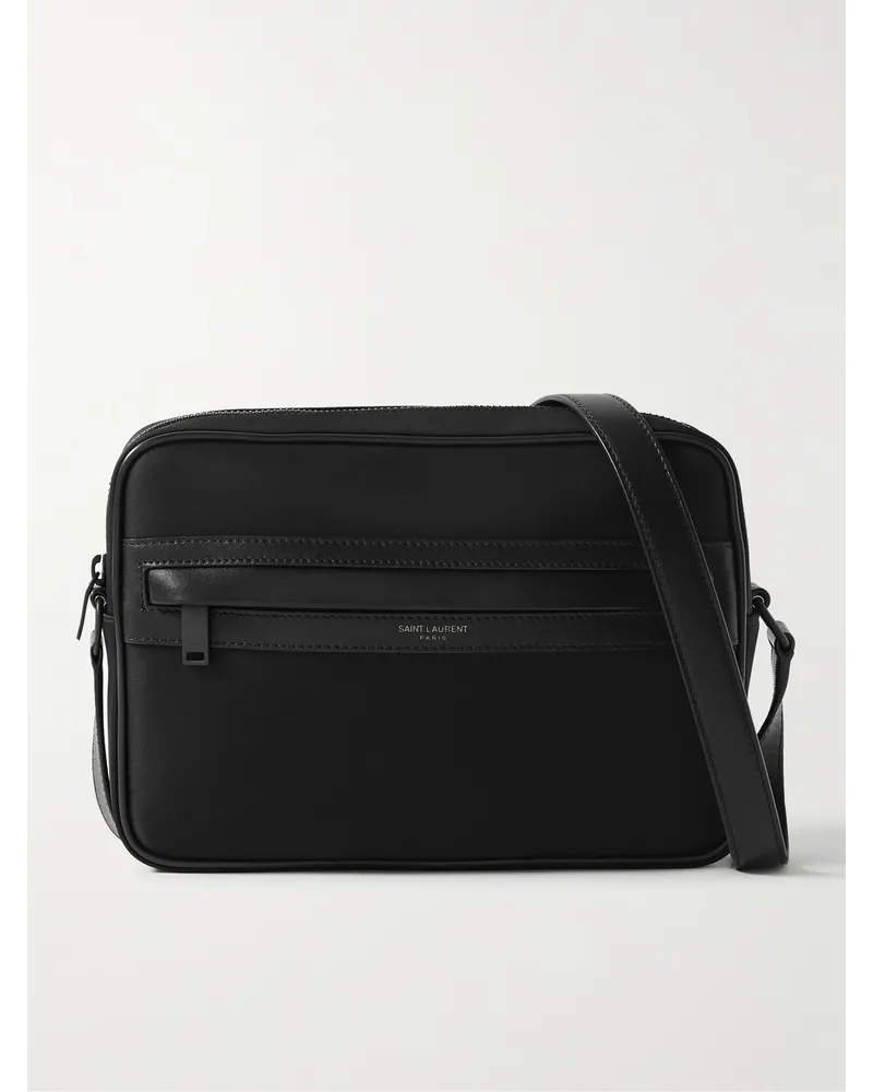 Saint Laurent Camp Leather-Trimmed ECONYL Messenger Bag Schwarz