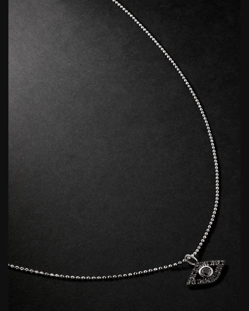 Sydney Evan Evil Eye Rhodium-Plated Diamond Pendant Necklace Silver