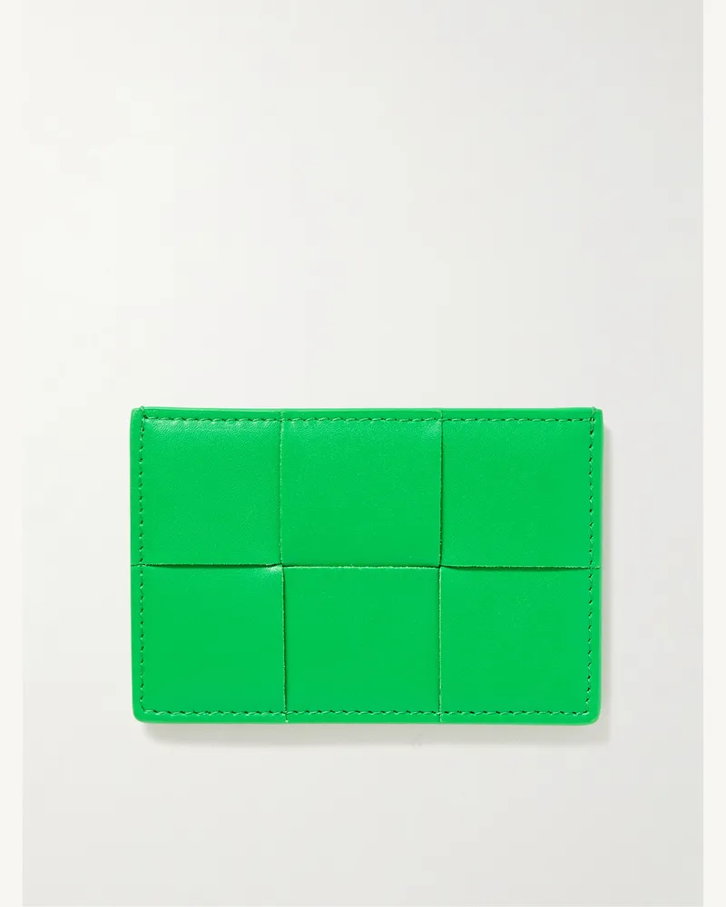 Bottega Veneta Cassette Intrecciato Leather Cardholder Green