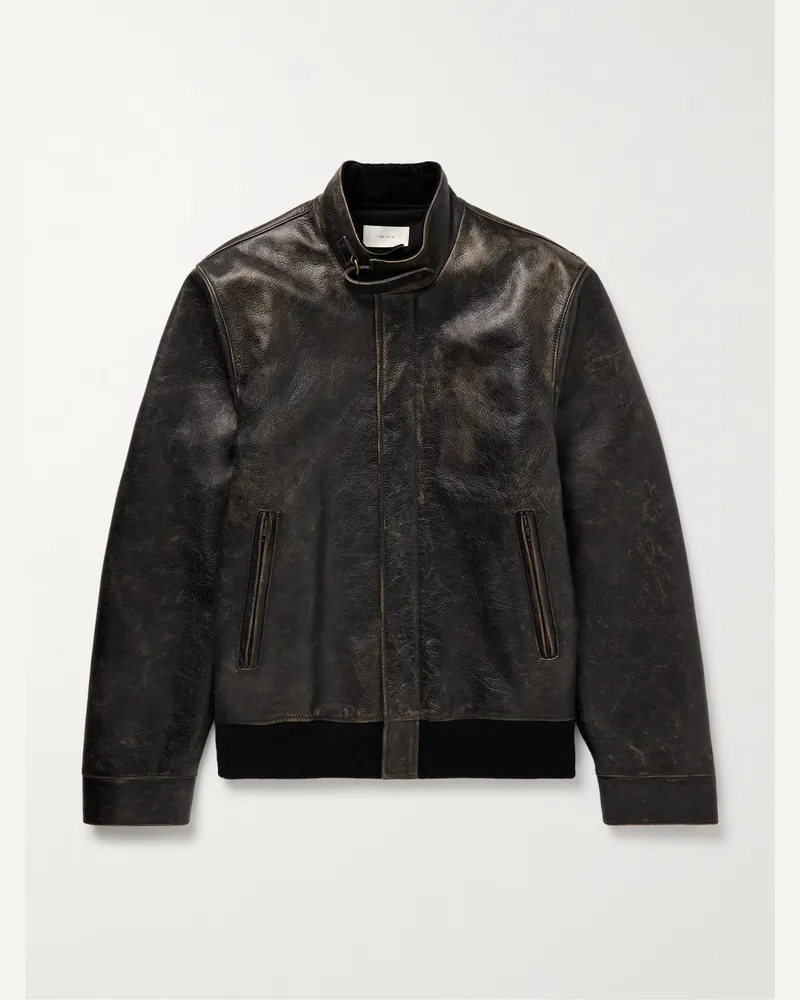 The Row Edrice Lederjacke in Distressed-Optik Schwarz