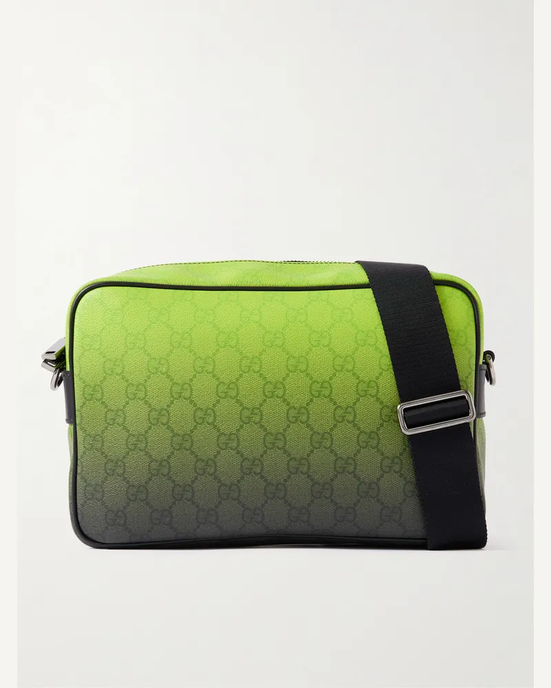Gucci Chroma Umhängetasche aus vollnarbigem Leder mit Farbverlauf und Logomuster Grün