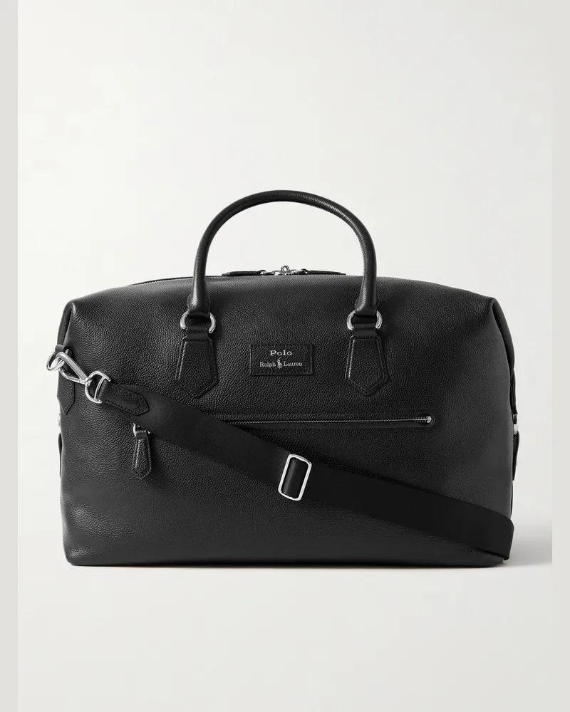 Ralph Lauren Bowling-Tasche aus vollnarbigem Leder Schwarz