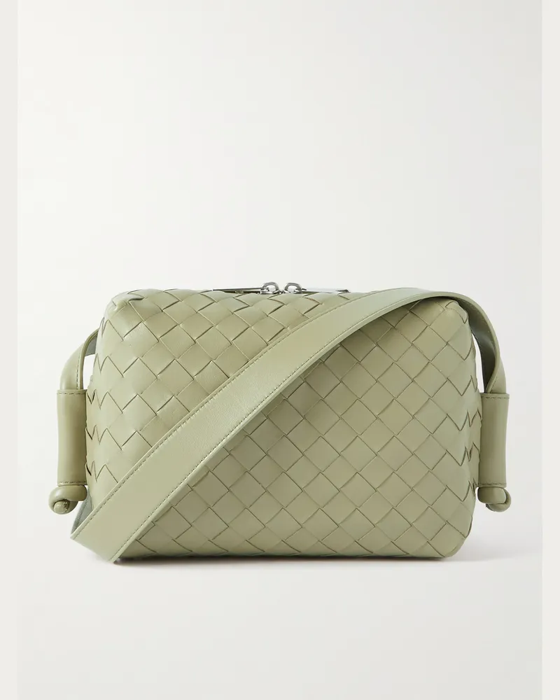 Bottega Veneta Intrecciato Leather Messenger Bag Green
