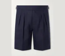 Straight-Leg Pleated Linen Bermuda Shorts