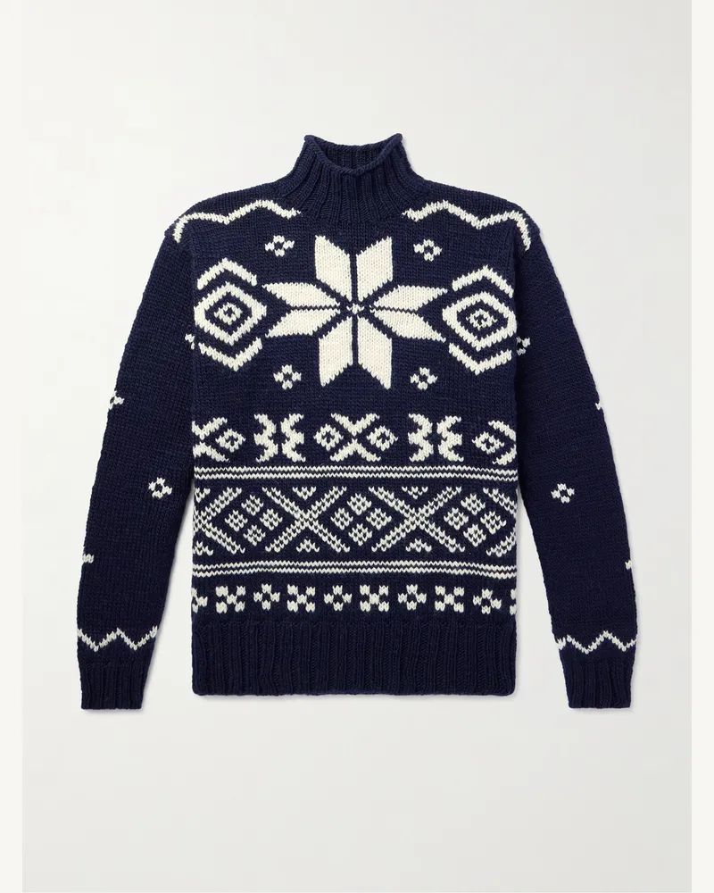 Ralph Lauren Rollkragenpullover aus Wolle mit Fair-Isle-Muster Blau
