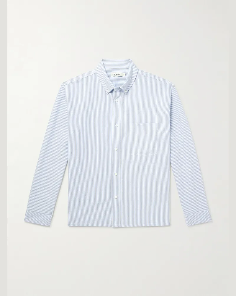 Frame Denim Gestreiftes Hemd aus Baumwolle mit Button-Down-Kragen Blau