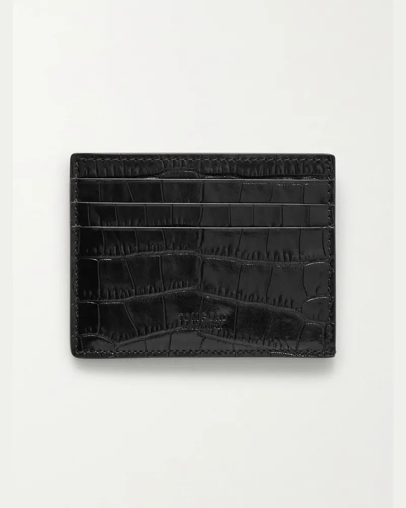 Tom Ford Kartenetui aus Leder mit Krokodileffekt Schwarz