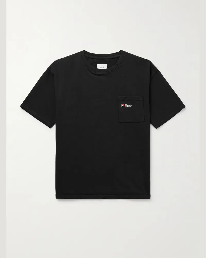 RHUDE T-Shirt aus Baumwoll-Jersey mit Logoprint Schwarz