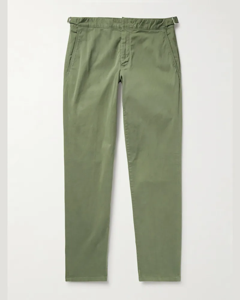 Orlebar Brown Fallon schmal und gerade geschnittene Hose aus Twill aus einer Biobaumwollmischung Grün