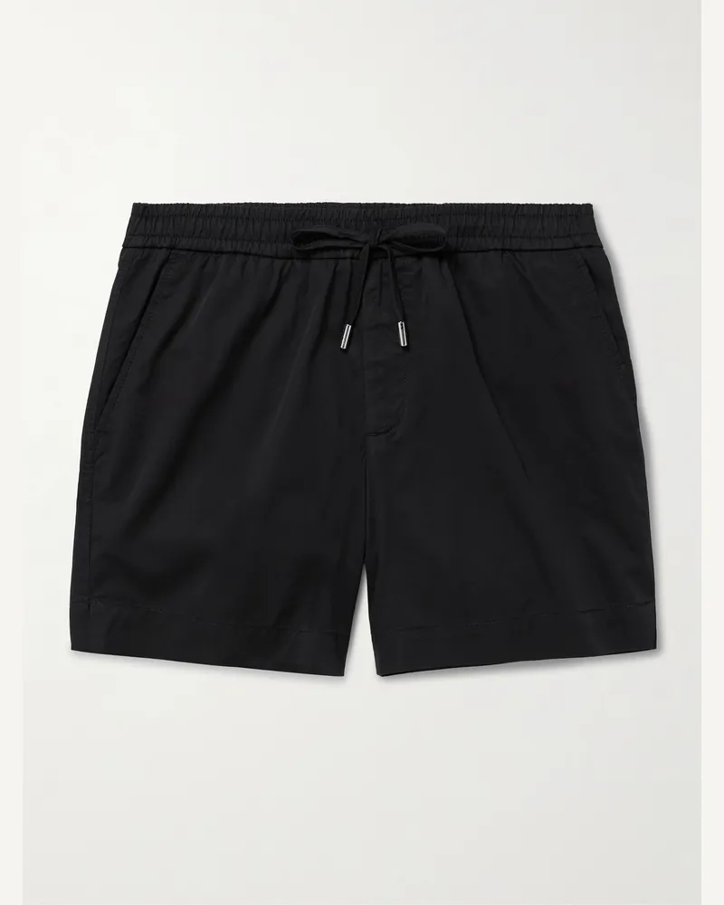 MR P. Gerade geschnittene Shorts aus Biobaumwollpopeline mit Kordelzugbund Schwarz