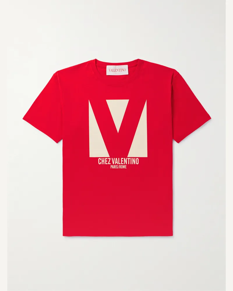 Valentino Garavani T-Shirt aus Baumwoll-Jersey mit Logoprint Rot