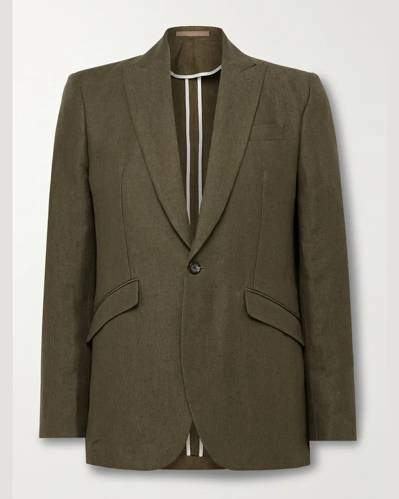 Favourbrook Slim-Fit Linen Suit Jacket Green
