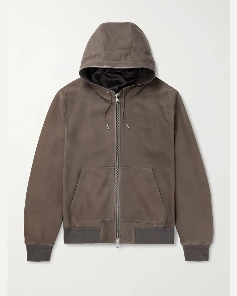 MR P. Kapuzenjacke aus Veloursleder Grau