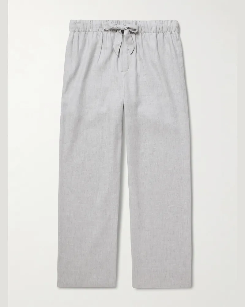 Frescobol Carioca Luan Straight-Leg Linen and Cotton-Blend Drawstring Trousers Gray