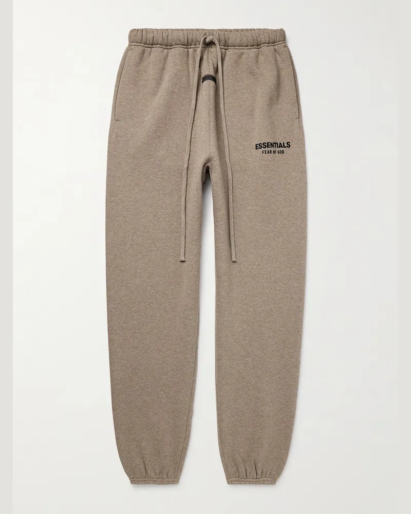 Fear of God Schmal zulaufende Jogginghose aus Jersey aus einer Baumwollmischung mit Logoapplikation Braun