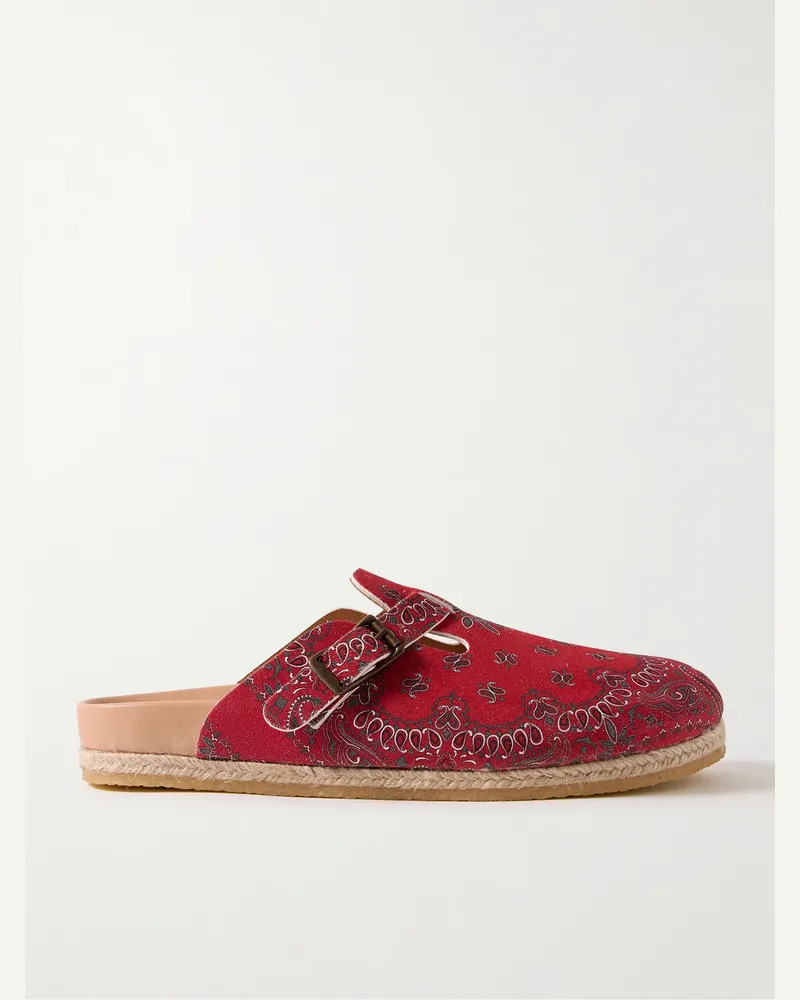 YUKETEN Sal-1 Clogs aus Veloursleder mit Bandanaprint Rot